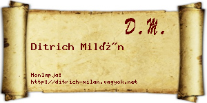 Ditrich Milán névjegykártya